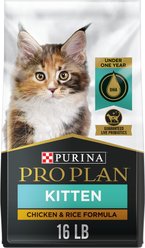 Purina Pro Plan Kitten Chicken & Rice Formula Dry Cat Food, 16-lb bag slide 1 of 9