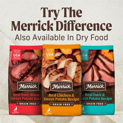 Show full view: Merrick Chunky Recipes Grain-Free Wet Dog Food Variety Pack, 12.7-oz can, case of 12 slide 9 of 11
