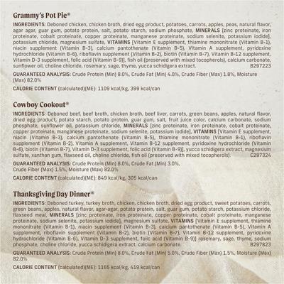 Show full view: Merrick Favorites Variety Pack Adult Grain-Free Turkey Chicken & Beef Wet Dog Food, 12.7-oz can, case of 12 slide 7 of 11