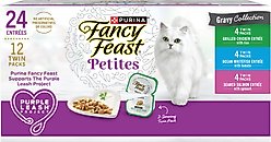 Fancy Feast Petites Gourmet Gravy Collection Variety Pack Wet Cat Food, 24 servings, 2.8-oz tray, case of 12