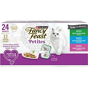 Fancy Feast Petites Gourmet Gravy Collection Variety Pack Wet Cat Food, 24 servings, 2.8-oz tray, case of 12