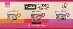 Merrick Lil' Plates Petite Pates Grain-Free Small Breed Wet Dog Food, Variety Pack, 3-oz can, case of 12