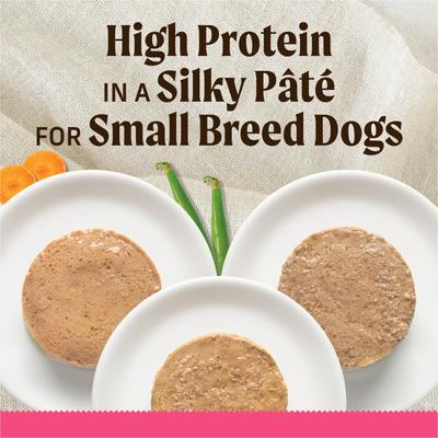 Show full view: Merrick Lil' Plates Petite Pates Grain-Free Small Breed Wet Dog Food, Variety Pack, 3-oz can, case of 12 slide 3 of 11