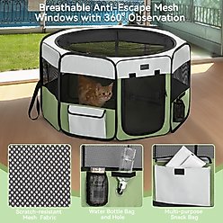 Petsfit Portable Waterproof Bottom Dog Playpen with Zipper Removable Mesh Top Cover, Green, Large: 45.5 x 45.5 x 28.5-in slide 2 of 8