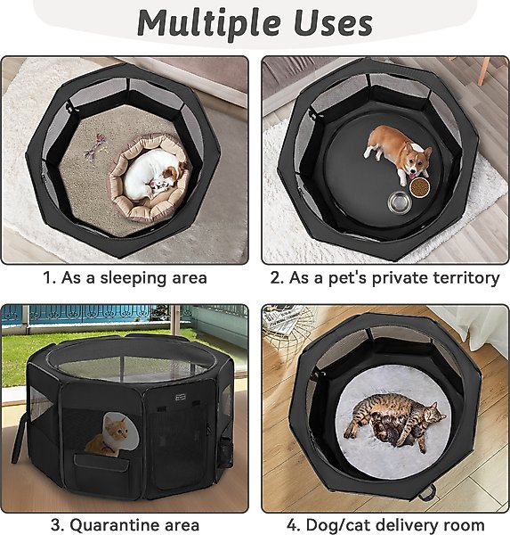 Show full view: Petsfit Portable Waterproof Bottom Dog Playpen with Zipper Removable Mesh Top Cover, Black, Medium: 36 x 36 x 21-in slide 8 of 10