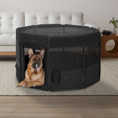 Petsfit Petsfit Portable Waterproof Bottom Dog Playpen with Zipper Removable Mesh Top Cover, Black, Large: 45.5 x 45.5 x 28.5-in