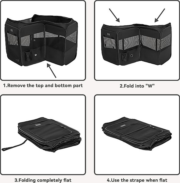 Show full view: Petsfit Portable Waterproof Bottom Dog Playpen with Zipper Removable Mesh Top Cover, Black, Medium: 36 x 36 x 21-in slide 3 of 10