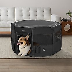 Petsfit Portable Waterproof Bottom Dog Playpen with Zipper Removable Mesh Top Cover, Black, Medium: 36 x 36 x 21-in