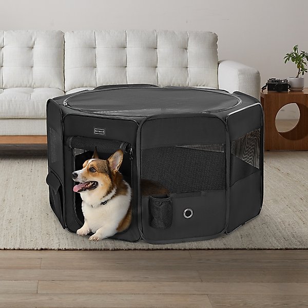 Show full view: Petsfit Portable Waterproof Bottom Dog Playpen with Zipper Removable Mesh Top Cover, Black, Medium: 36 x 36 x 21-in slide 1 of 10