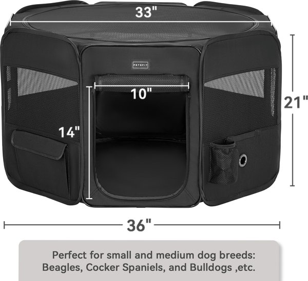 Show full view: Petsfit Portable Waterproof Bottom Dog Playpen with Zipper Removable Mesh Top Cover, Black, Medium: 36 x 36 x 21-in slide 2 of 10