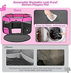 Petsfit Portable Waterproof Bottom Dog Playpen with Zipper Removable Mesh Top Cover, Magenta, Large: 45.5 x 45.5 x 28.5-in slide 2 of 8