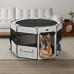 Petsfit Portable Waterproof Bottom Dog Playpen with Zipper Removable Mesh Top Cover, Beige, Large: 45.5 x 45.5 x 28.5-in