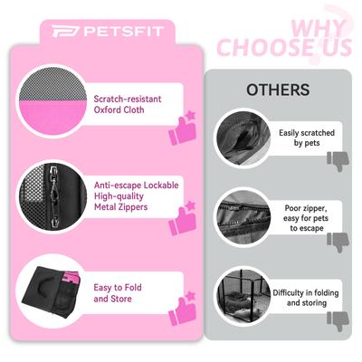Show full view: Petsfit Portable Waterproof Bottom Dog Playpen with Zipper Removable Mesh Top Cover, Magenta, Large: 45.5 x 45.5 x 28.5-in slide 7 of 11