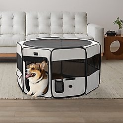 Petsfit Portable Waterproof Bottom Dog Playpen with Zipper Removable Mesh Top Cover, Beige, Medium: 36 x 36 x 21-in