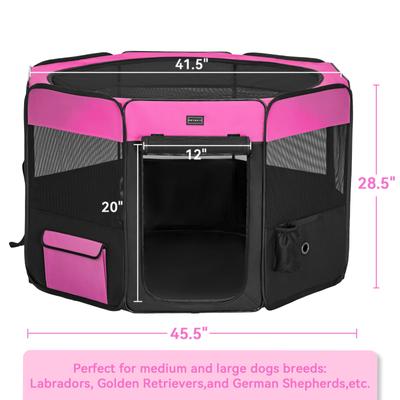 Show full view: Petsfit Portable Waterproof Bottom Dog Playpen with Zipper Removable Mesh Top Cover, Magenta, Large: 45.5 x 45.5 x 28.5-in slide 3 of 11