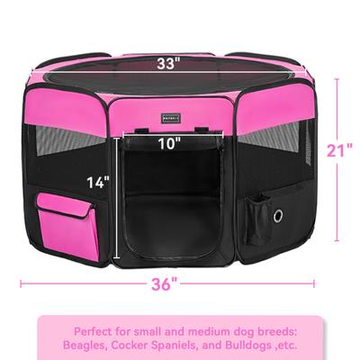 Show full view: Petsfit Portable Waterproof Bottom Dog Playpen with Zipper Removable Mesh Top Cover, Magenta, Medium: 36 x 36 x 21-in slide 3 of 11