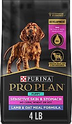 Purina Pro Plan Puppy Sensitive Skin & Stomach Lamb & Oatmeal Dry Dog Food, 4-lb bag