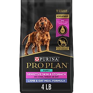 Purina Pro Plan Puppy Sensitive Skin & Stomach Lamb & Oatmeal Dry Dog Food, 4-lb bag