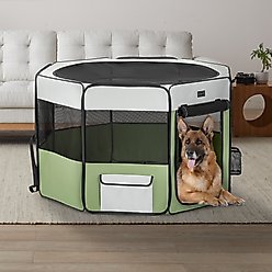 Petsfit Portable Waterproof Bottom Dog Playpen with Zipper Removable Mesh Top Cover, Green, Large: 45.5 x 45.5 x 28.5-in