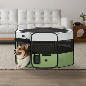 Petsfit Portable Waterproof Bottom Dog Playpen with Zipper Removable Mesh Top Cover, Green, Medium: 36 x 36 x 21-in