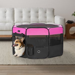 Petsfit Portable Waterproof Bottom Dog Playpen with Zipper Removable Mesh Top Cover, Magenta, Medium: 36 x 36 x 21-in