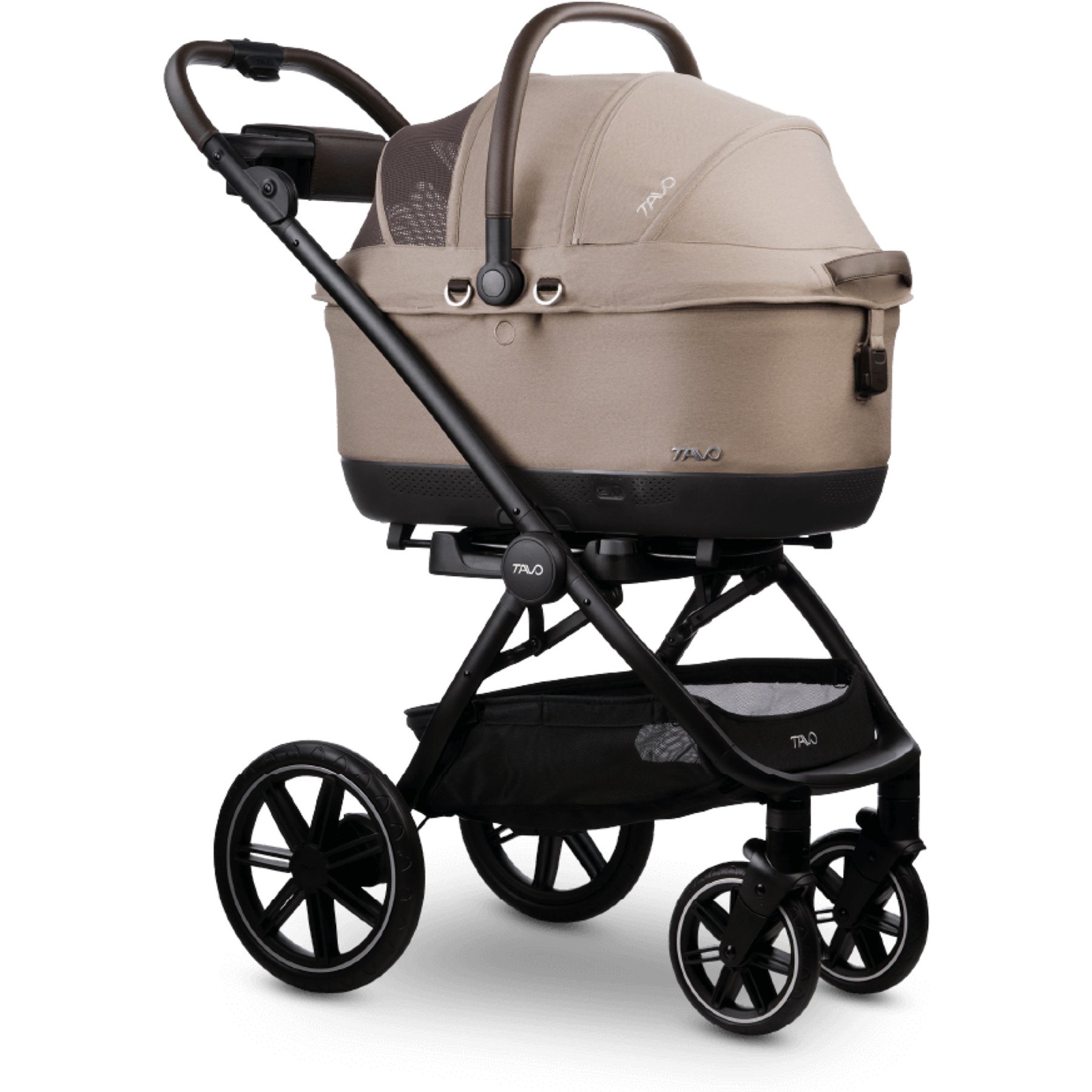 Tavo Pets Maeve iso6X Wind Dog & Cat Car Seat & Roscoe Trek Stroller, Fawn/Chocolate