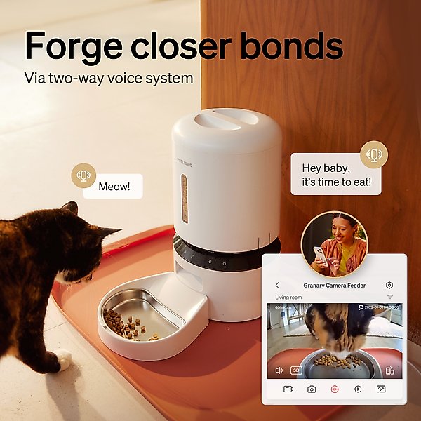 Show full view: Petlibro Granary WIFI Automatic Cat & Dog Feeder with Camera & 3 Pet Food Desiccant Bags, White, 5-L slide 6 of 10