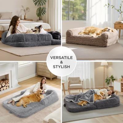 Show full view: Bedsure Foldable Human Size Giant Dog Bed for Adults, XX-Large, Dark Grey slide 6 of 10