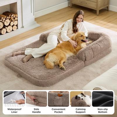 Show full view: Bedsure Foldable Human Size Giant Dog Bed for Adults, XX-Large, Camel slide 5 of 10