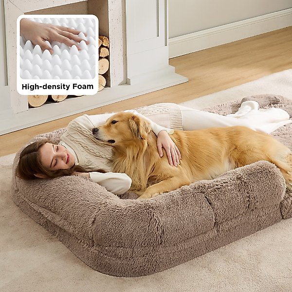 Show full view: Bedsure Foldable Human Size Giant Dog Bed for Adults, XX-Large, Camel slide 2 of 9