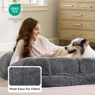 Show full view: Bedsure Foldable Human Size Giant Dog Bed for Adults, XX-Large, Dark Grey slide 4 of 10