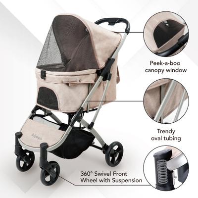 Show full view: Ibiyaya Evolution Speedy Fold Buggy Dog & Cat Stroller, Oatmeal Tan slide 3 of 11