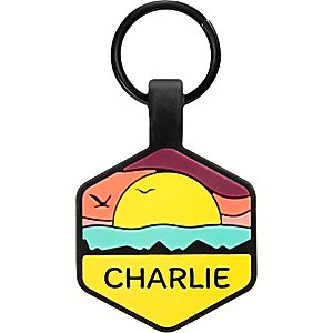 GoTags Silent Silicone Personalized Dog ID Tag, Beach Rose