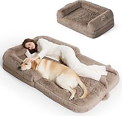 Bedsure Foldable Human Size Giant Dog Bed for Adults, XX-Large, Camel