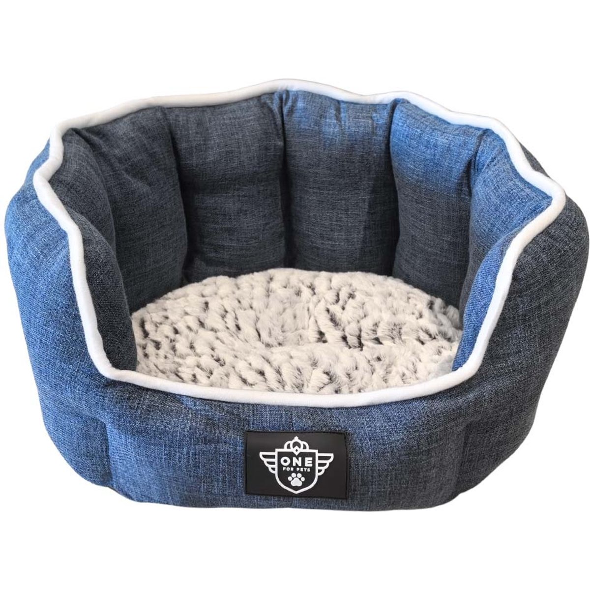 One for Pets Snuggle Dog Bed, Blue, Large