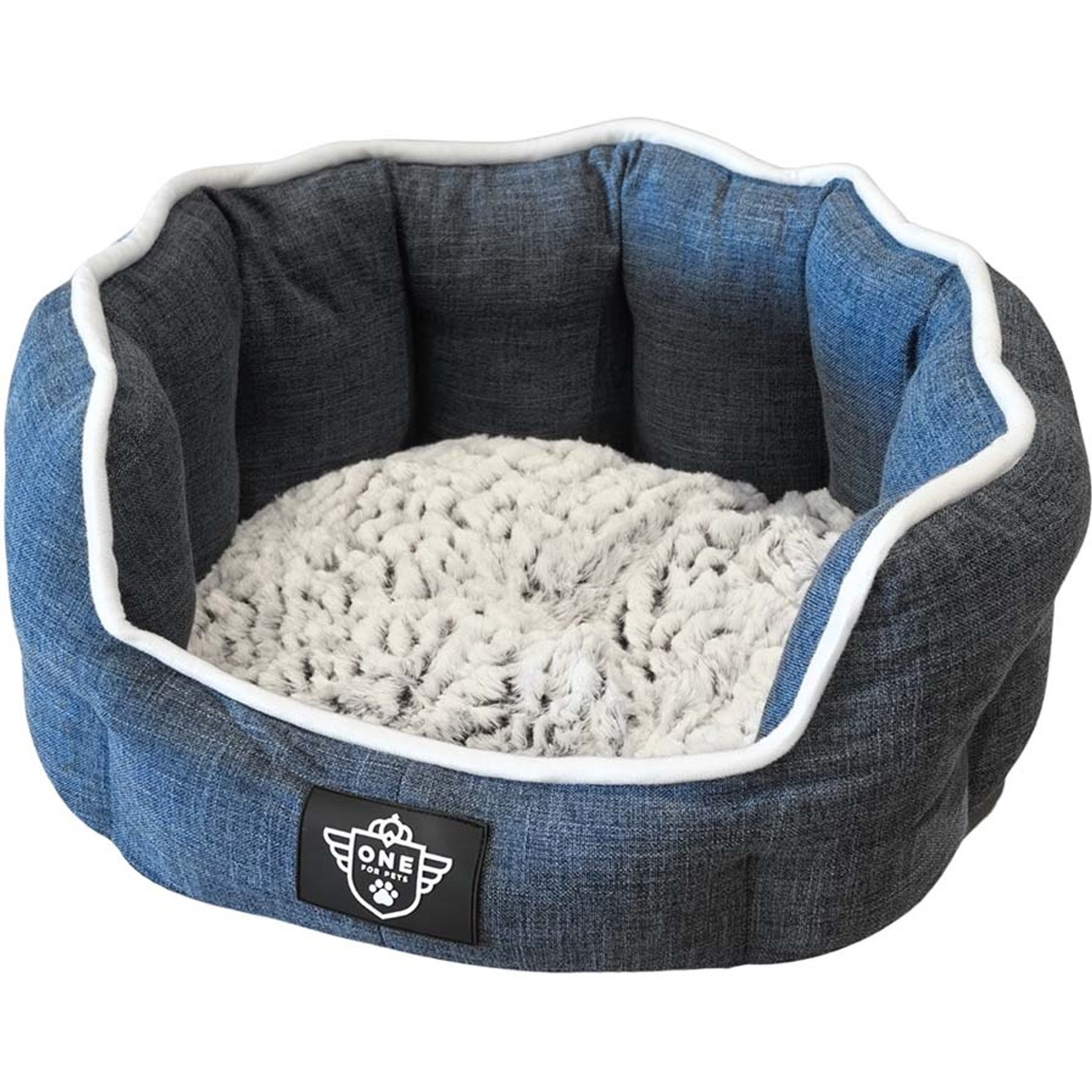 One for Pets Snuggle Dog Bed, Blue, Medium