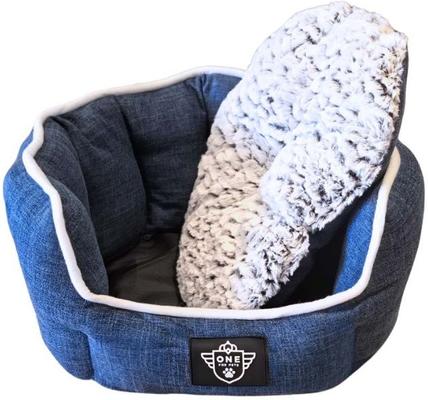 Show full view: One for Pets Snuggle Dog Bed, Blue, Small slide 3 of 8