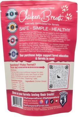 Show full view: The Pampered Ferret Freeze-Dried Raw Chicken Breast Ferret Treats, 1-oz bag slide 2 of 10