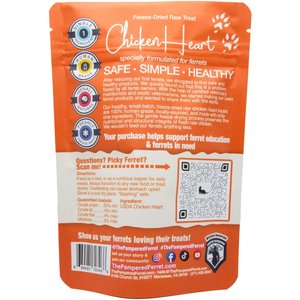 The Pampered Ferret Freeze-Dried Raw Chicken Heart Ferret Treats, 1-oz bag