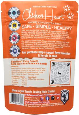 Show full view: The Pampered Ferret Freeze-Dried Raw Chicken Heart Ferret Treats, 1-oz bag slide 2 of 9