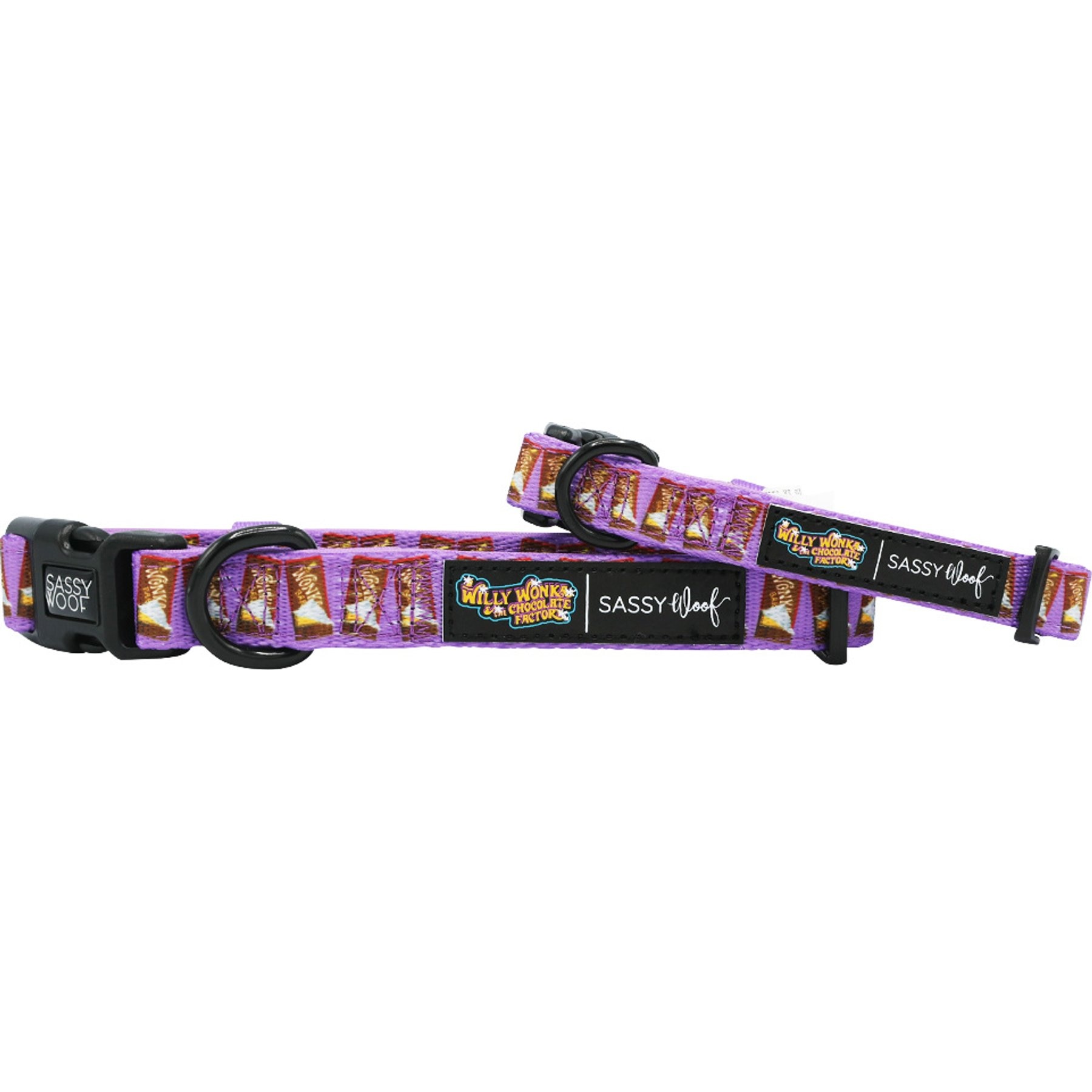 Sassy Woof Willy Wonka & The Chocolate Factory Dog Collar, Large: 26-in neck, 1-in wide