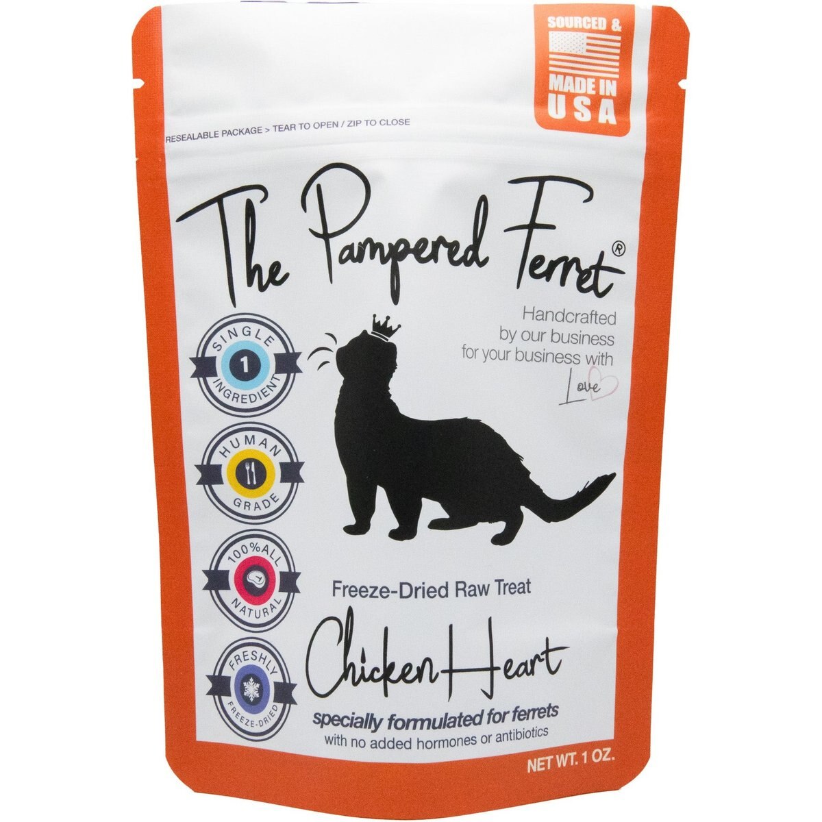 The Pampered Ferret Freeze-Dried Raw Chicken Heart Ferret Treats, 1-oz bag