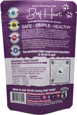 Show full view: The Pampered Ferret Freeze-Dried Raw Beef Heart Ferret Treats, 1-oz bag slide 2 of 7
