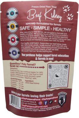 Show full view: The Pampered Ferret Freeze-Dried Raw Beef Kidney Ferret Treats, 1-oz bag slide 2 of 8