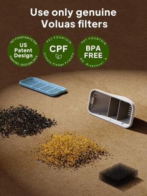 Show full view: Voluas Wireless Stainless Steel Cat Water Fountain Replacement Filters & Sponges, 9 count slide 3 of 5