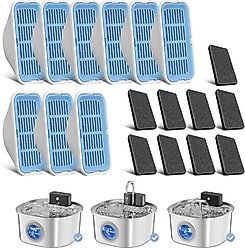Voluas Wireless Stainless Steel Cat Water Fountain Replacement Filters & Sponges, 9 count