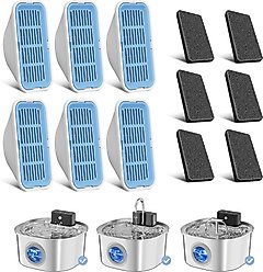 Voluas Wireless Stainless Steel Cat Water Fountain Replacement Filters & Sponges, 6 count