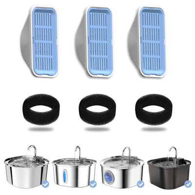 Show full view: PEKTACO Stainless Steel Cat Water Fountain Replacement Filters & Replacement Pre-Filter Sponges, 3 count slide 7 of 9