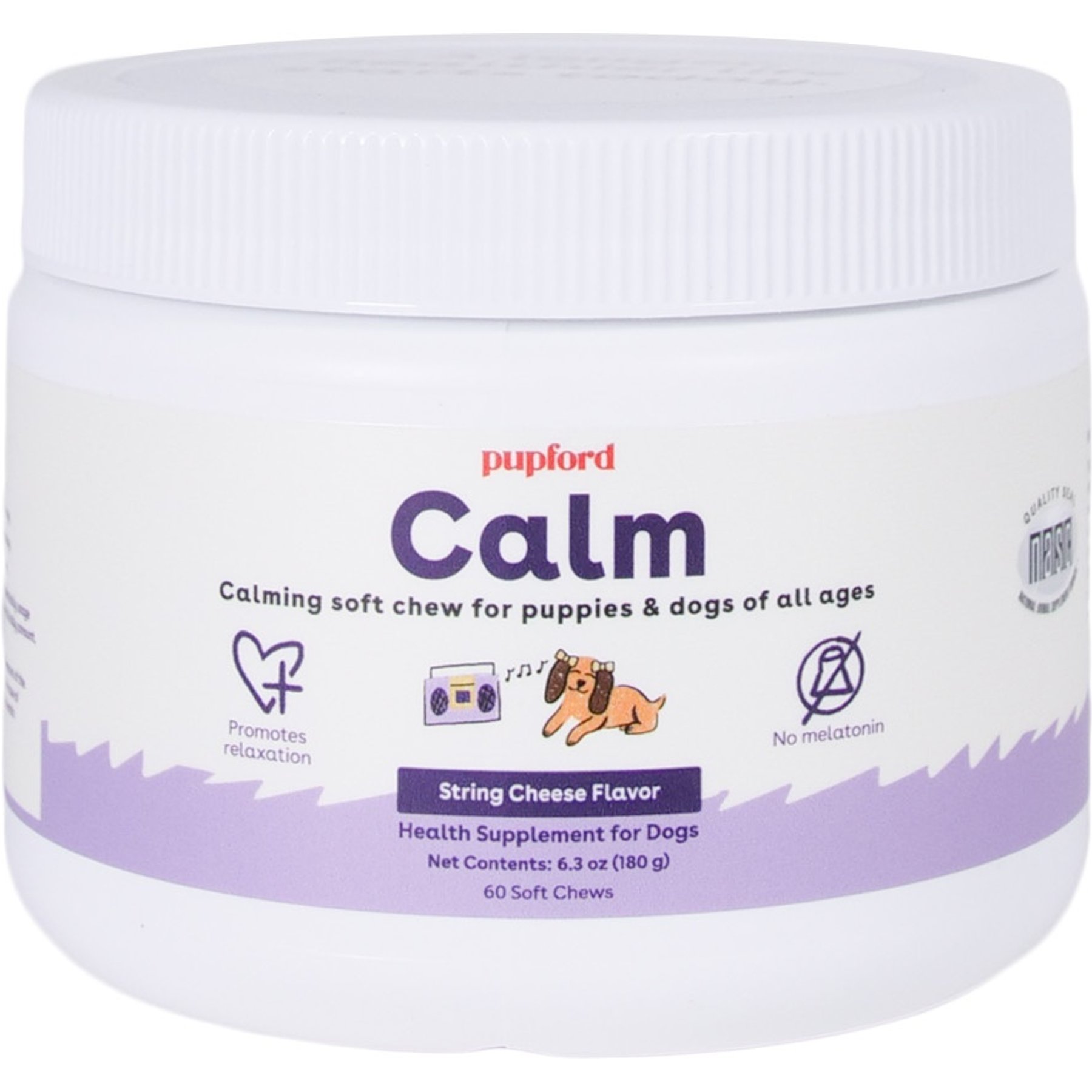 Pupford Calming String Cheese Flavored Soft Chew Calming Supplement for Puppies, 60 count