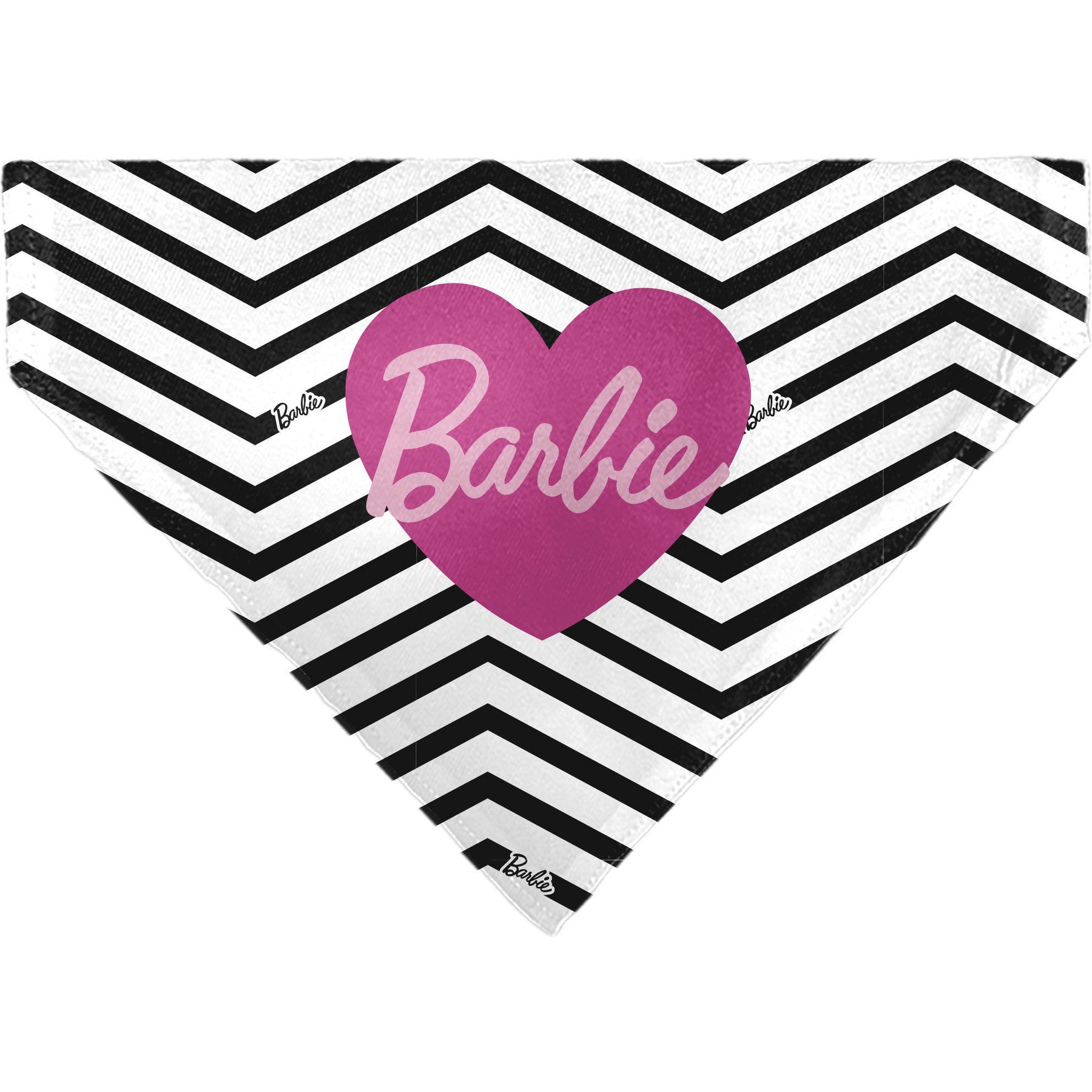 Buckle-Down Valentine's Day Barbie Script Heart Chevron Slide-On Dog Bandana